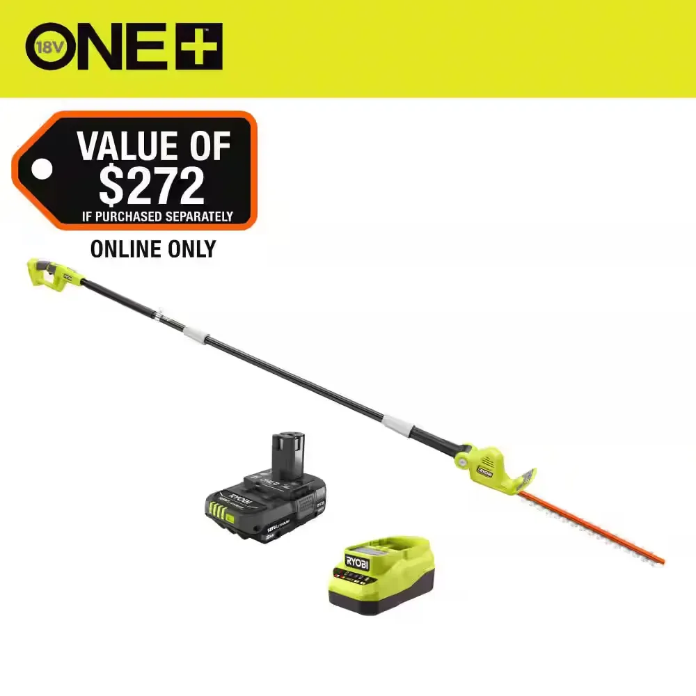 ONE+ 18V 18 in. Cordless Battery Pole Hedge Trimmer with 2.0 Ah Battery and Charger - image 1