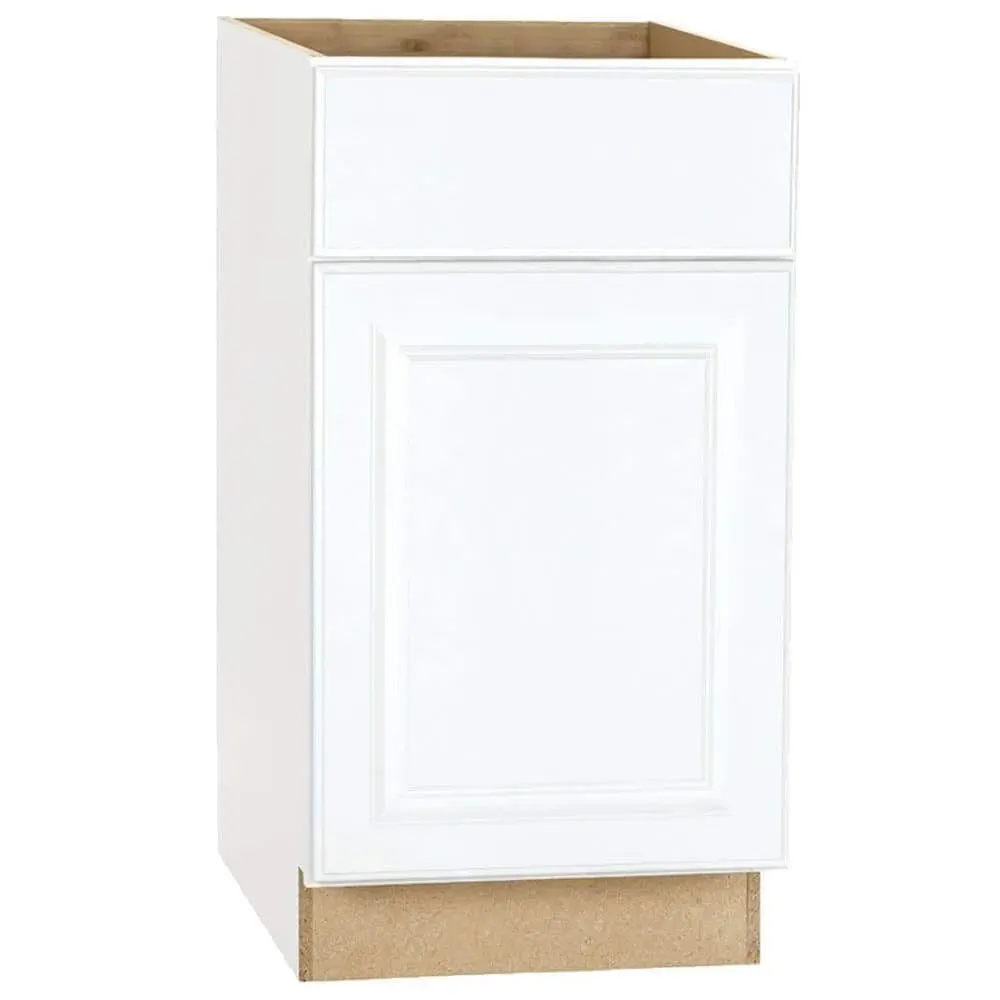 Hampton Bay Hampton 18 in. W x 24 in. D x 34.5 in. H Assembled Base Cabinet in Satin White - image 1