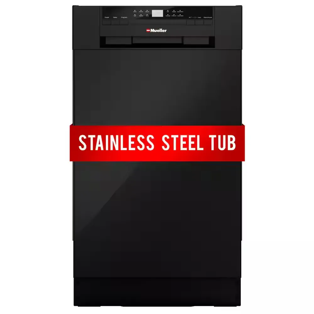 18 in. Black Stainless Steel Front Control Digital Built-In Dishwasher with 3-Stage Filtration, 6 Smart Wash Programs - image 1