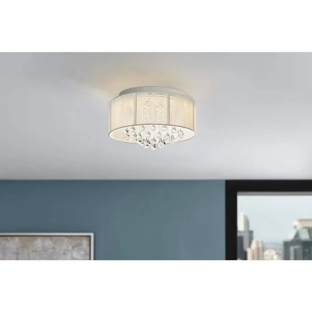 Home Decorators Collection Flenniken 15 in. Integrated LED Chrome and Crystal Flush Mount Ceiling Light Fixture - image 1