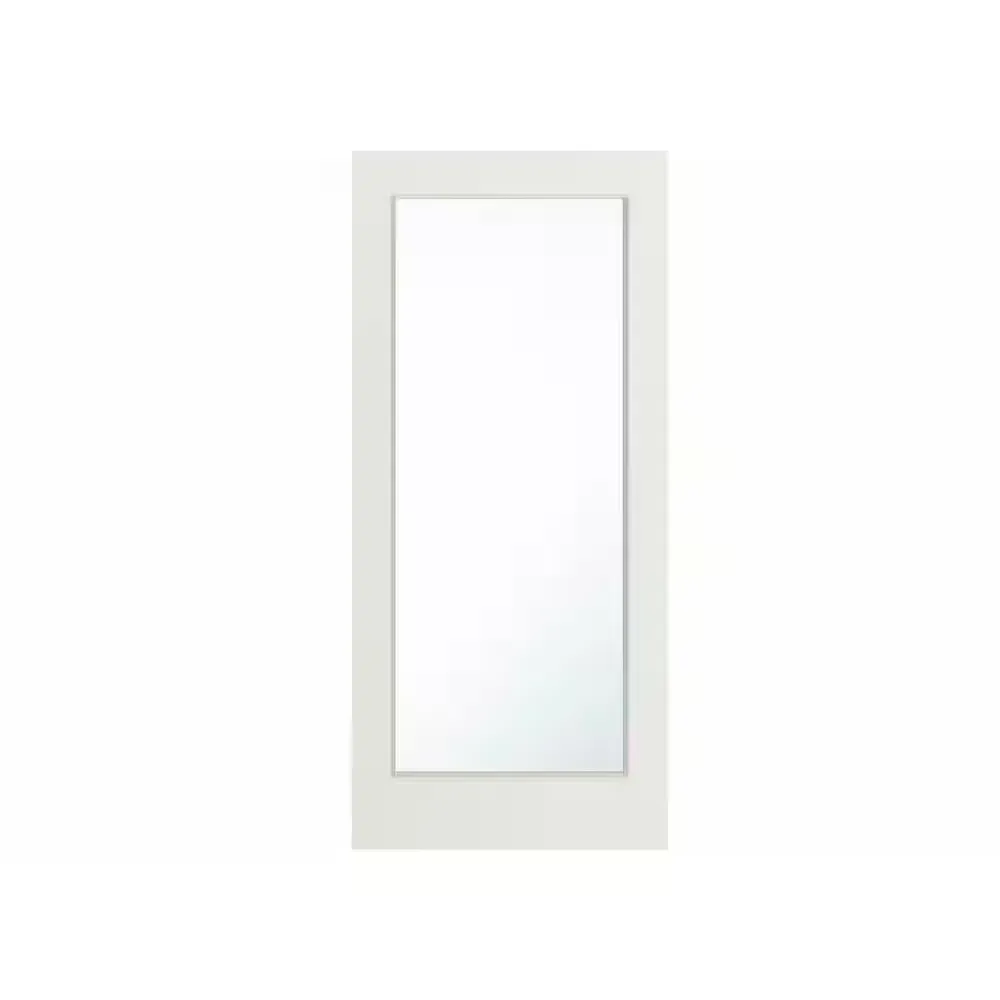 Topa 36 in. x 95 in. Modern Universal/Reversible Handing Full Lite Clear Glass White Primed Fiberglass Front Door Slab - image 1