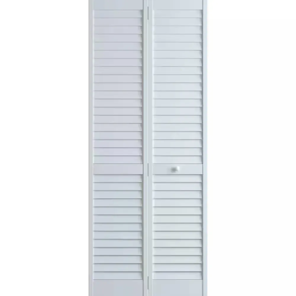30 in. x 80 in. Louver Pine White Plantation Interior Closet Bi-fold Door - image 1