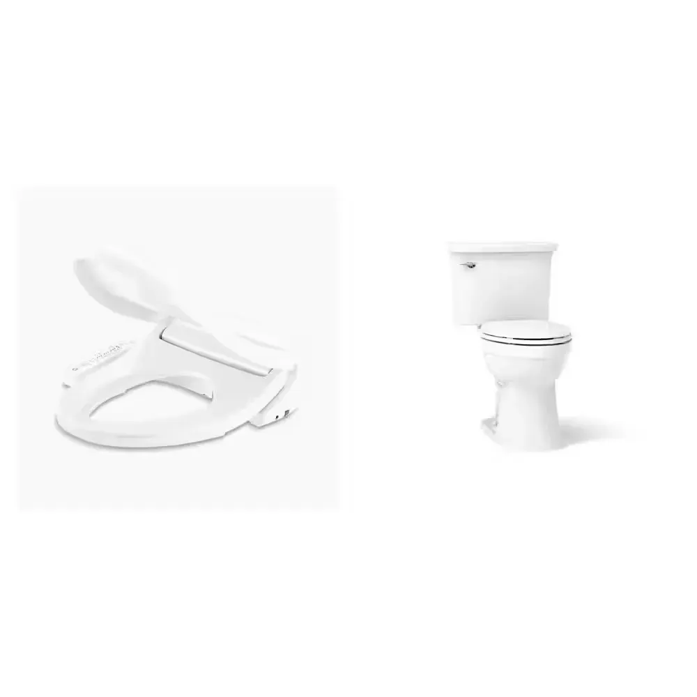 Pure Wash E580 Electric Bidet Seat and Elmbrook 12 in. Toilet with Soft Close Seat Combo - image 1