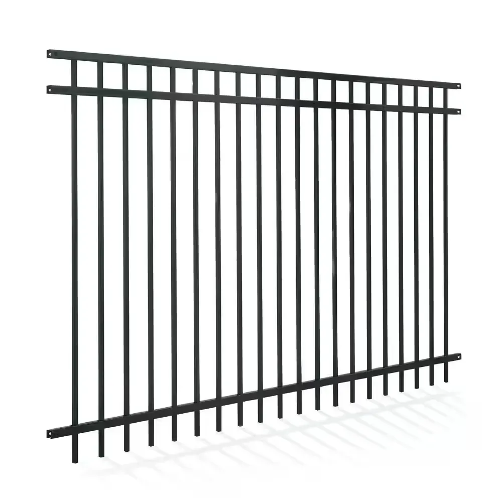*** pack of 15 *** 5 ft. x 8 ft. Heavy Duty Spaced Bar Flat Top Metal Fence Panel, Anti-Rust Decorative Garden Fence Panel (Single Panel) - image 1