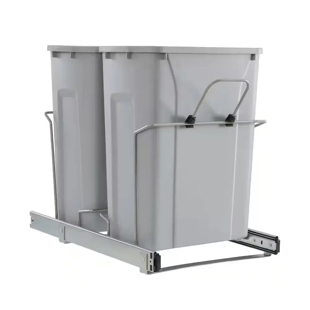 Home Decorators Collection 18-13/16 in. H x 14-3/8 in. W x 22 in. D 28.75 Qt. In-Cabinet Double Bottom-Mount Pull-Out Trash Can - image 1