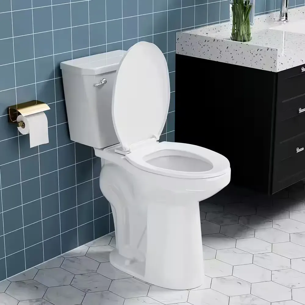 Extra Tall Toilet 21 In Two Piece Single Flush 1.28 GPF, Comfort Bowl Height Bathroom Toilet in White - image 1