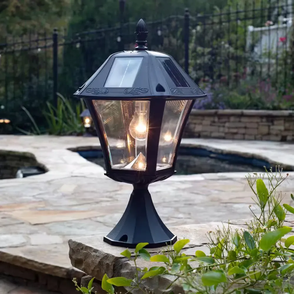 Baytown II Bulb Black Outdoor Solar Post Light, Weather Resistant Dusk to Dawn LED, Wall Sconce and Pier Base - image 1