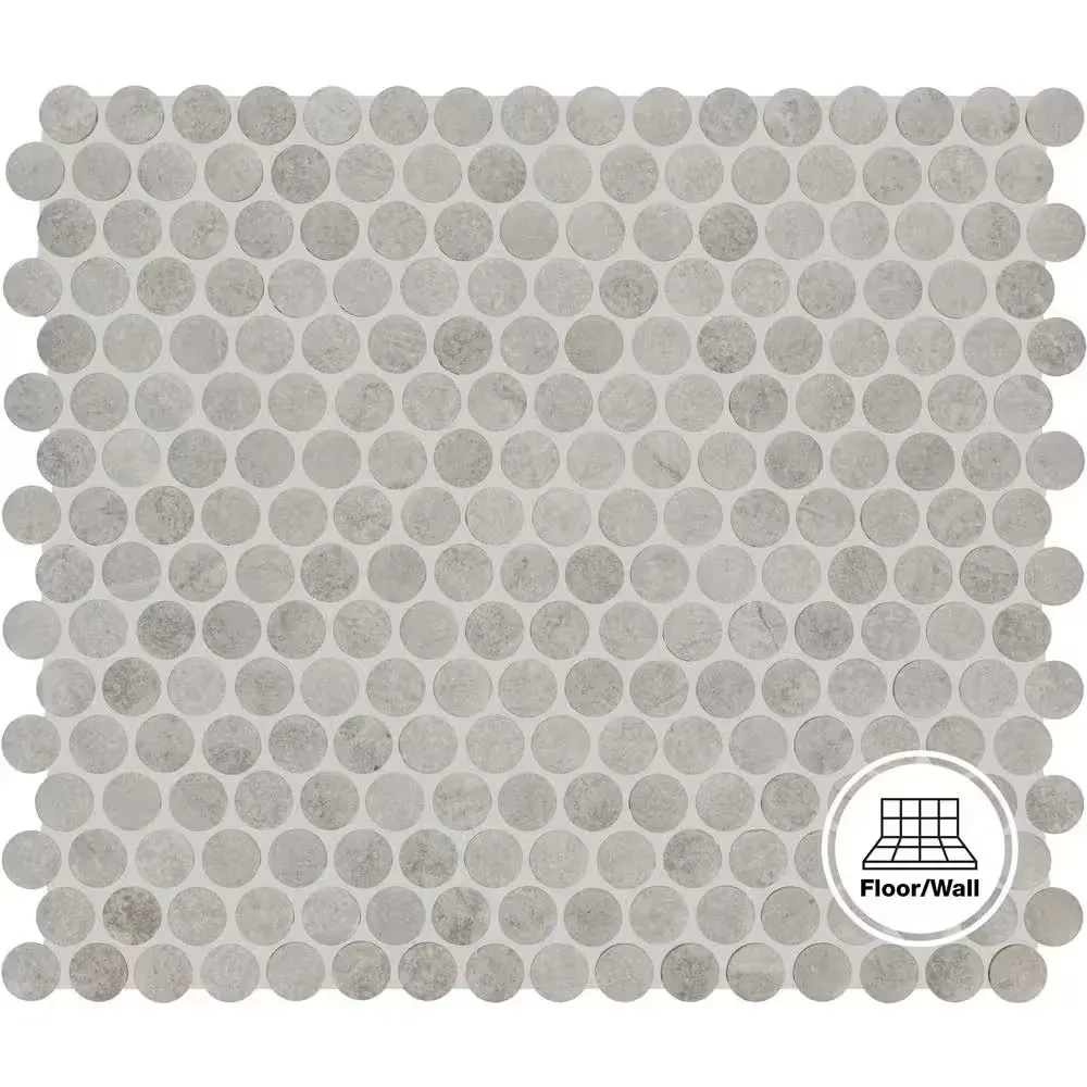 Restore Silver Stone 11 in. x 13 in. Glazed Ceramic Penny Round Mosaic Tile (10.6 sq. ft./Case) - image 1