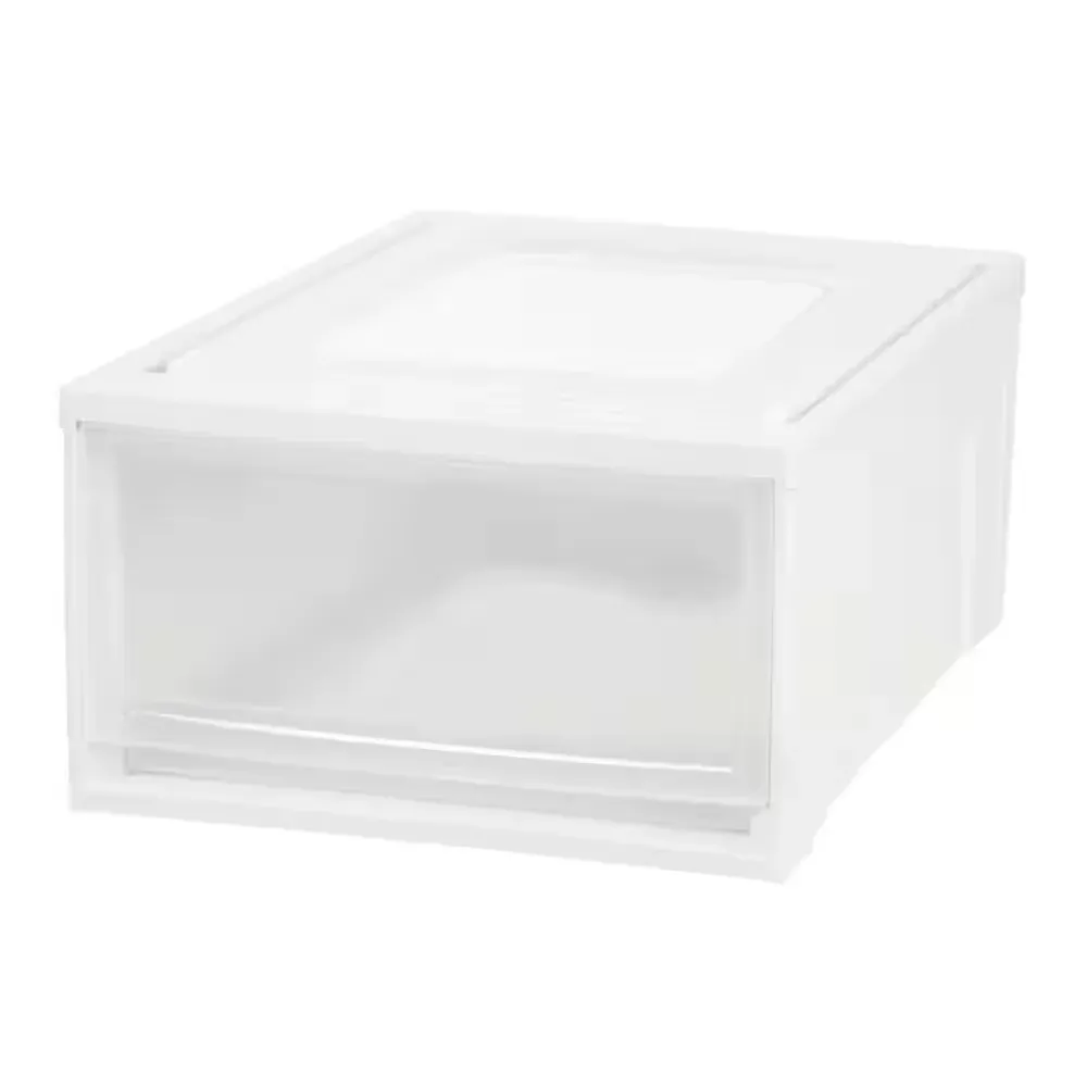 White Stackable Storage Drawer with Clear Front - image 1