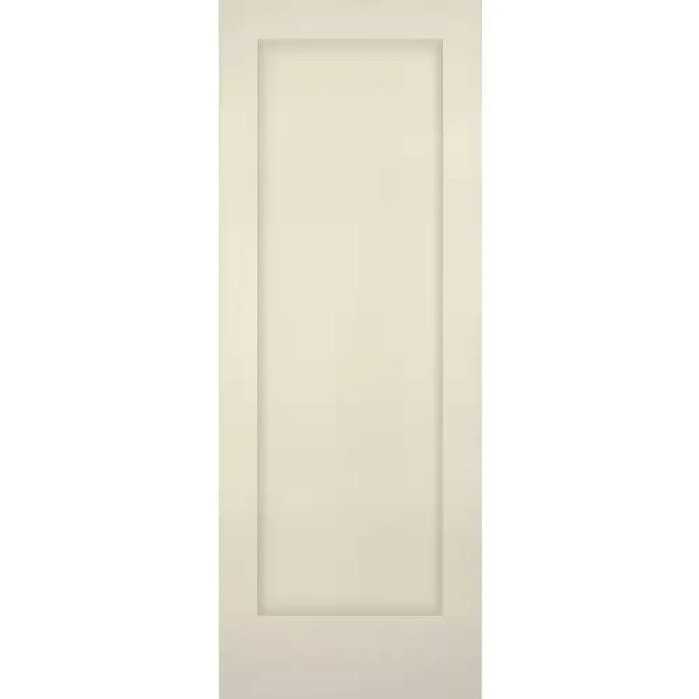 Builders Choice 32 in. x 80 in. 1-Panel Shaker Solid Core Primed Pine Interior Door Slab - image 1