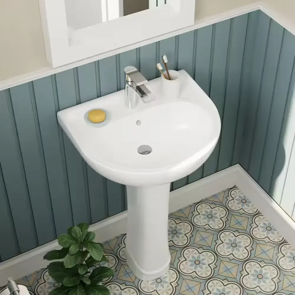 20 in. x 16.5 in. Pedestal Bathroom Sink in White Vitreous China with Single Faucet Hole and Overflow - image 1