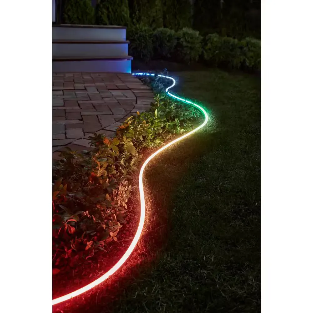 Smart 1000 Lumen 16 ft. White 120V Plug-in/12V Neon Flex LED RGB Outdoor Rope Light Powered by Hubspace (1-Pack) - image 1