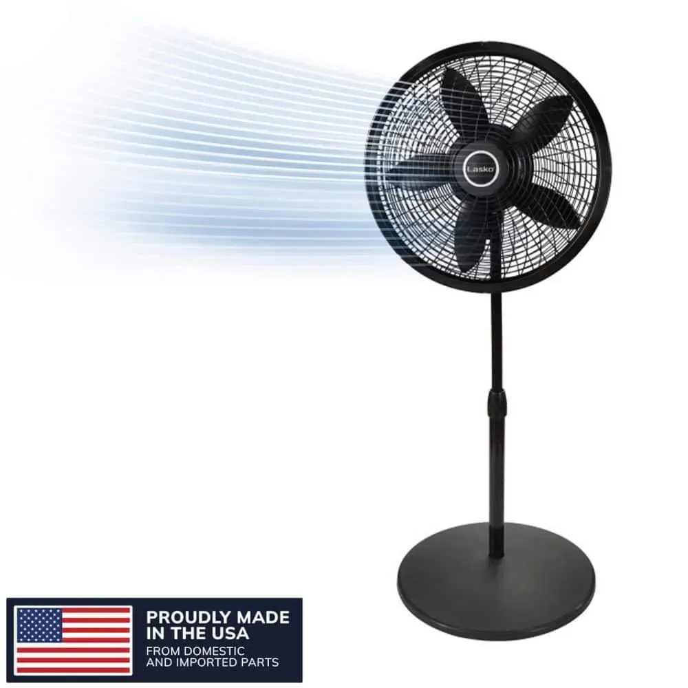 Lasko Cyclone 18 in. 3 Speed Oscillating Pedestal Fan for Home in Black with Adjustable Height, Tilt Back Head, Easy Assembly - image 1