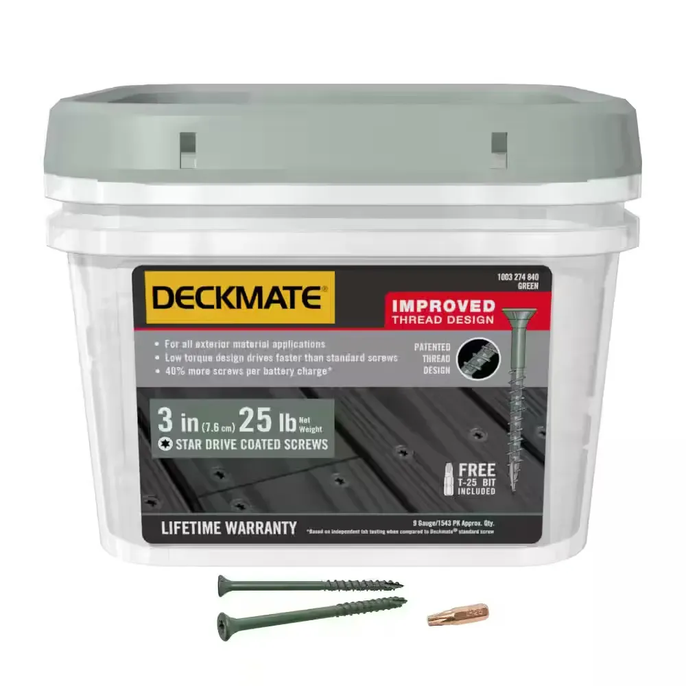 #9 x 3 in. Green Exterior Self-Starting Torx Flat-Head Wood Deck Screws (25 lb./1543-Piece) - image 1