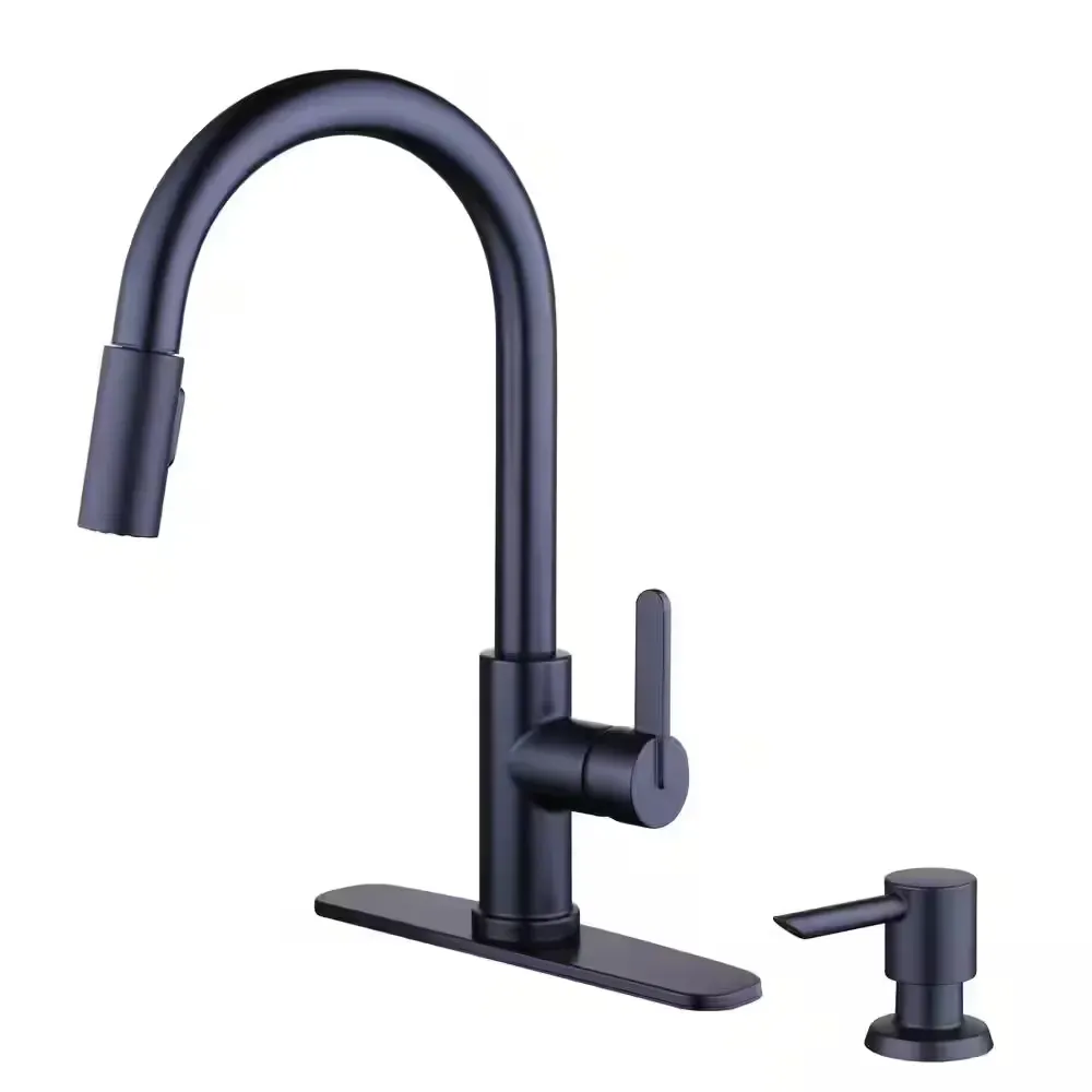 Paulina Single-Handle Pull-Down Sprayer Kitchen Faucet with TurboSpray, FastMount, Soap Dispenser in Matte Black - image 1