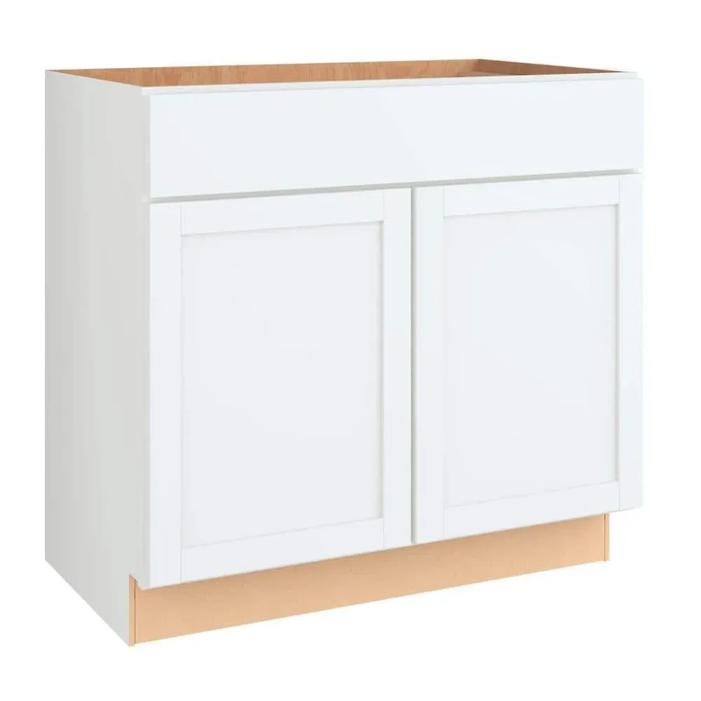 Hampton Bay Courtland 36 in. W x 21 in. D x 34.5 in. H Assembled Shaker Sink Base Bath Cabinet in Polar White - image 1