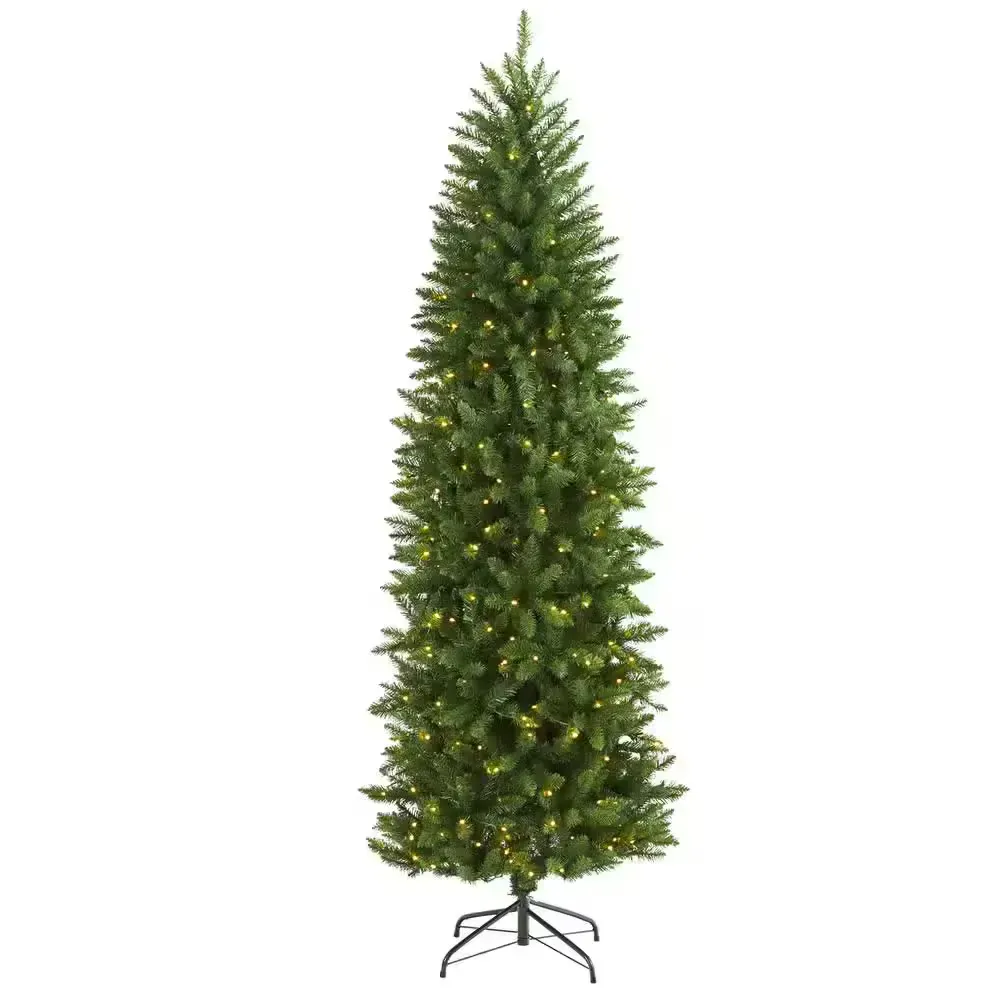 6.5 ft. Pre-Lit Slim Green Mountain Pine Artificial Christmas Tree with 300 Clear LED Lights - image 1