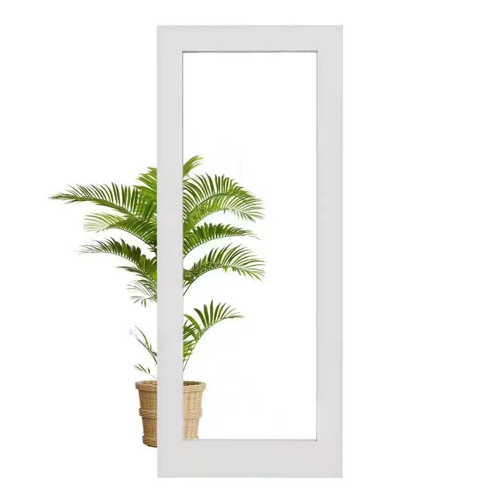 36 in. x 80 in. Solid Core MDF 1-Lite Clear Glass White Primed Standard Interior Door Slab - image 1