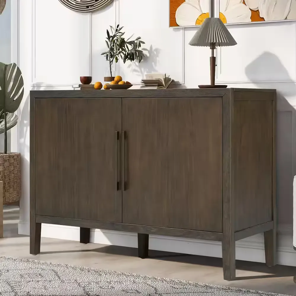 Dark Brown Wood 47.25 in. Storage CabInet Sideboard Buffet with Adjustable Pine Legs and 2-Doors - image 1