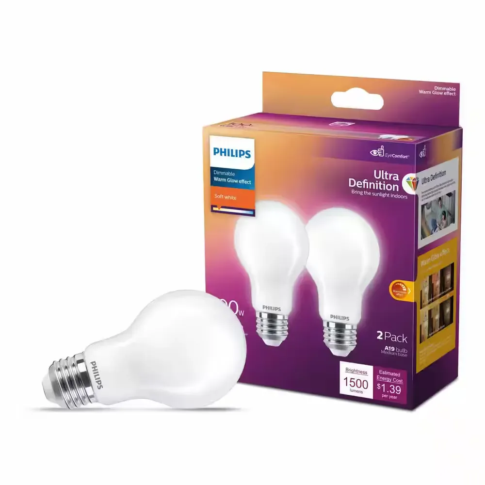 *** Pack of 3 *** 100 Watt-Equivalent Ultra Definition LED Light Bulb A19 A-Style 2700K Soft White 2-Pack - image 1