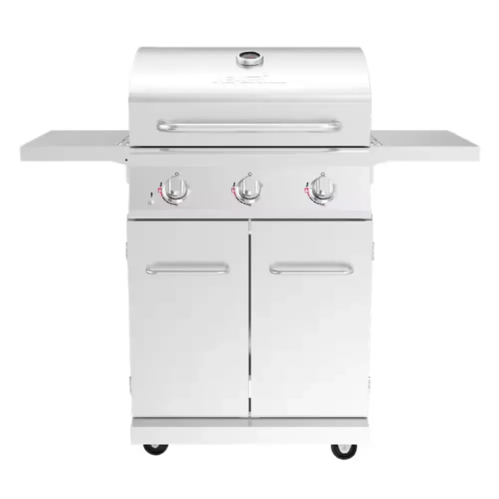 3-Burner Propane Gas Grill in Stainless Steel with Side Shelves - image 1