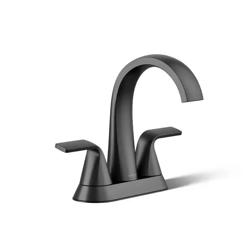 Cursiva 4 in. Centerset Double Handle Bathroom Faucet in Matte Black - image 1