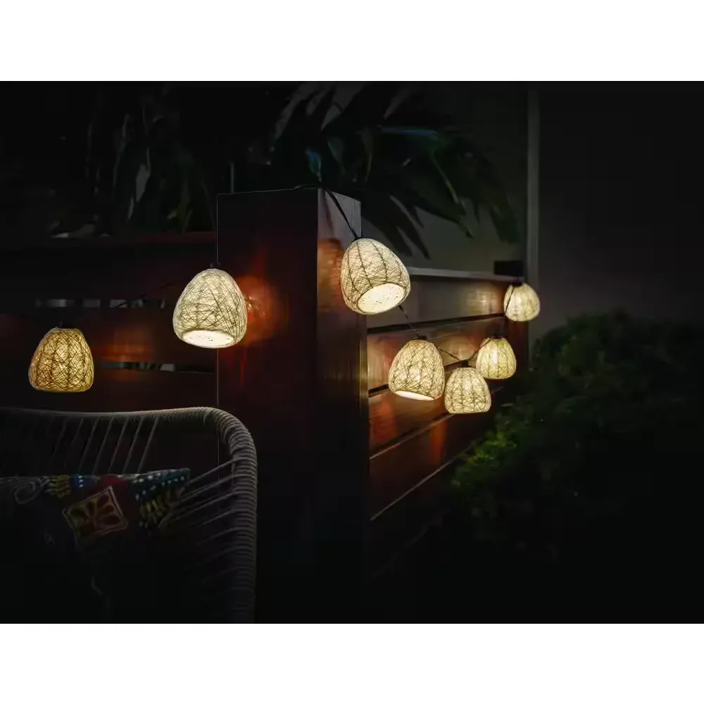 Outdoor/Indoor 11 ft. Plug-In Mini Bulb LED Natural Fiber String Light (10-Heads) - image 1