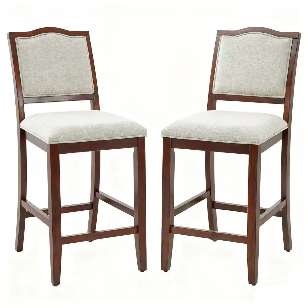 Cherry Fabric Dining Chair Set of 2, Counter Height Bar Stools with Ergonomic Backrest for Kitchen Island, Dining Room - image 1
