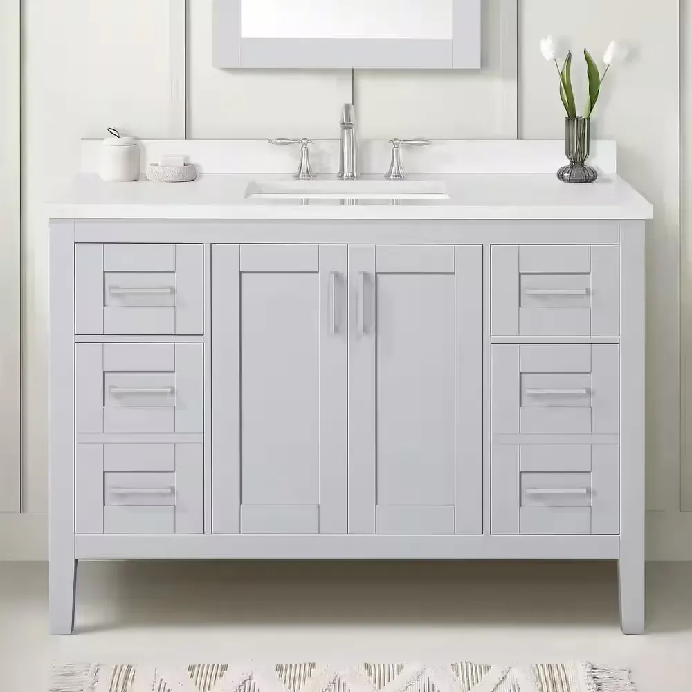 *** It does not include the sink—it is just the cabinet.*** Sepal 48 in. Single Sink Dove Gray Bath Vanity with White Engineered Marble Top (Assembled) - image 1