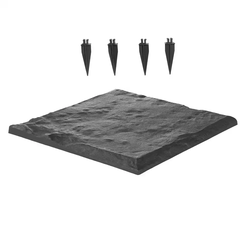 8Pcs Garden Stepping Stones, 15.5 x 15.5 in., Decorative with Stakes, Weather-Resistant Pavers, Outdoor Walkway, Grey - image 1