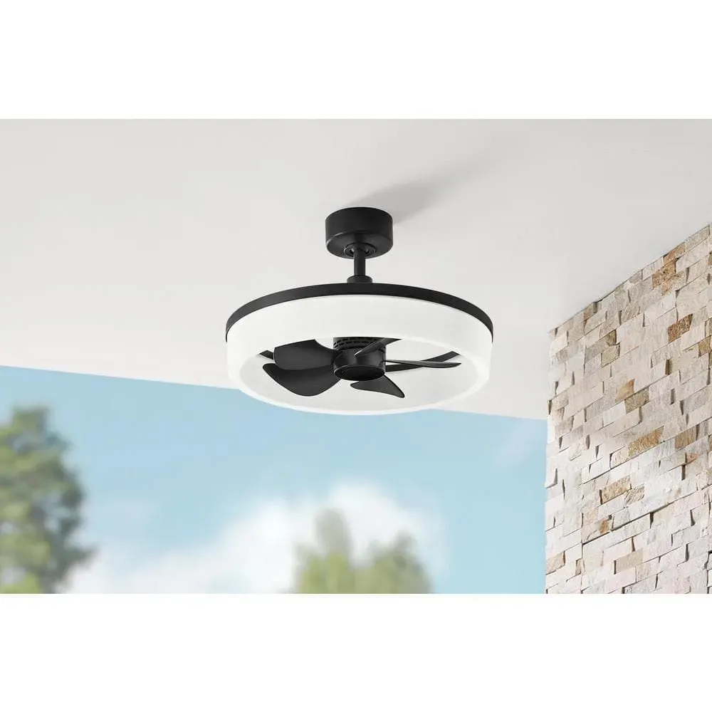 Home Decorators Collection Dialstone 23 in. Indoor/Outdoor Matte Black Fandelier Ceiling Fan with Adjustable White LED with Remote Included - image 1