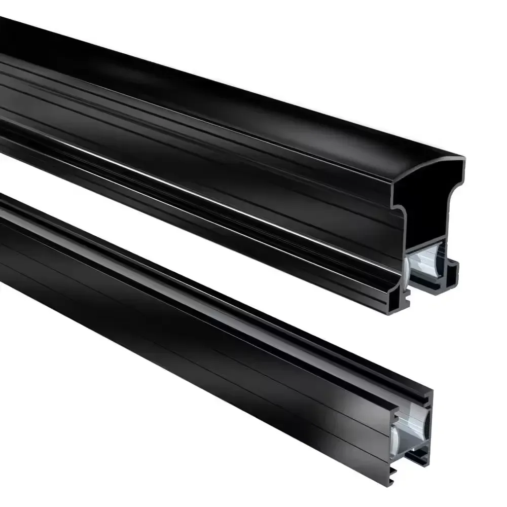 6 ft. Black Aluminum Deck Railing Stair Hand and Base Rail Kit for 42 in. High System - image 1