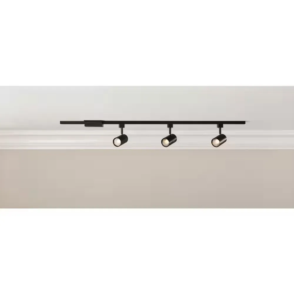 3.67 ft. Black Integrated LED Ceiling Mounted Hard Wired Linear Track Lighting Kit with Cylinder Heads 3-Light - image 1
