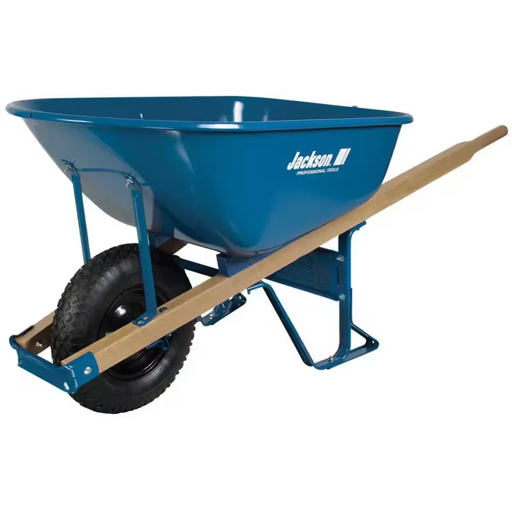 6 cu. ft. Heavy-Duty Steel Wheelbarrow with Tubed Knobby Tire and Powder Metal Bearings - image 1