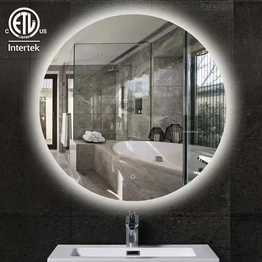 24 in. W x 24 in. H Round Frameless LED Light with Anti-Fog Wall Mounted Bathroom Vanity Mirror - image 1