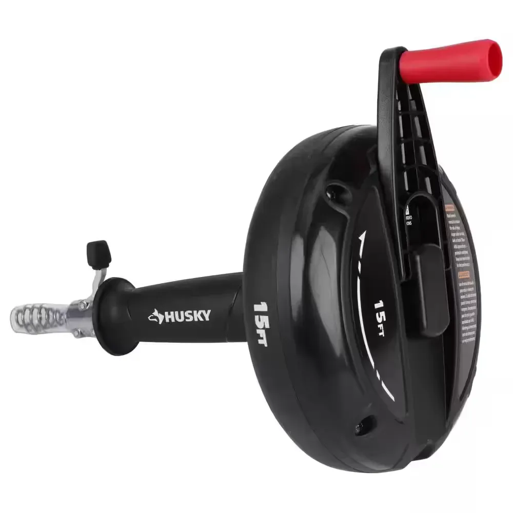 15 ft. Manual Drain Snake Compact Drum Auger for Sink, Shower and Tub Clogs - image 1