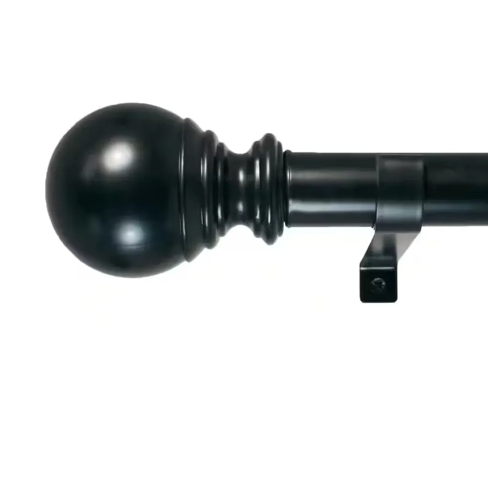 Ball 36 in. - 72 in. Adjustable Curtain Rod 1 in. in Black with Finiall 8-pack  - image 1