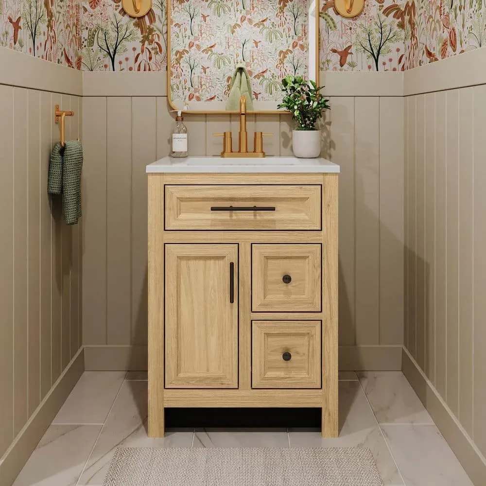 Glacier Bay Haldone 25 in. Single Sink Sunlit Bath Vanity with White Cultured Marble Top (Assembled) - image 1