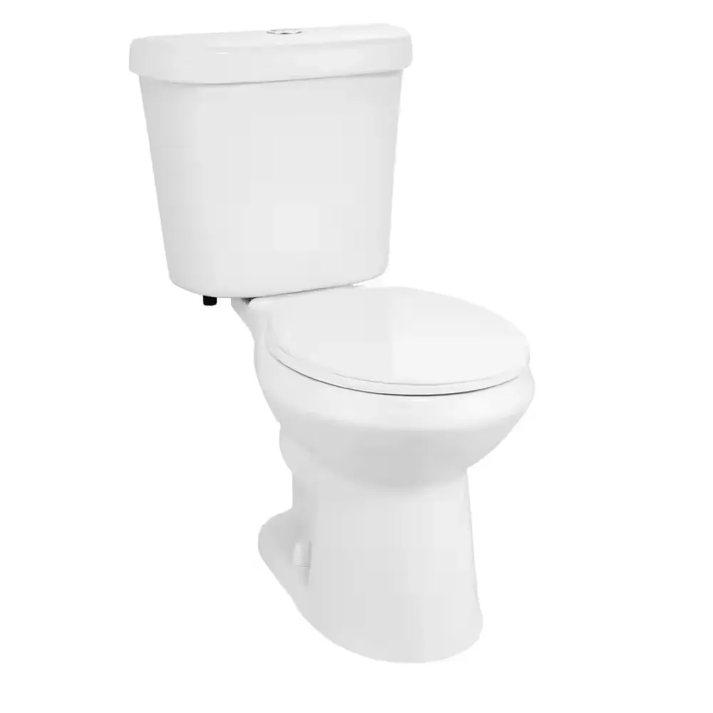 12 in. Rough In 2-Piece 1.1 GPF/1.6 GPF Dual Flush Round Toilet in White, Seat Included - image 1