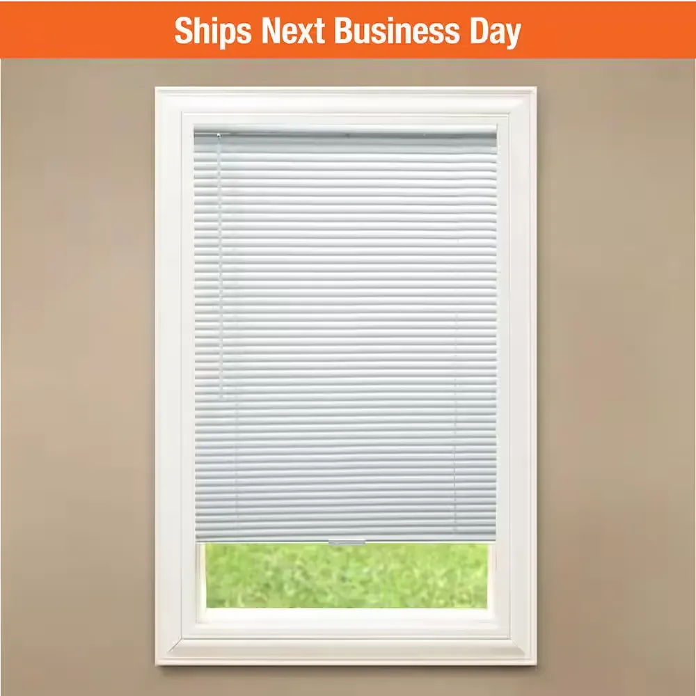 White Cordless Room Darkening Vinyl Mini Blinds with 1 in. Slats-65 in. W x 72 in. L (Actual Size 64.5 in. W x 72 in. L) - image 1