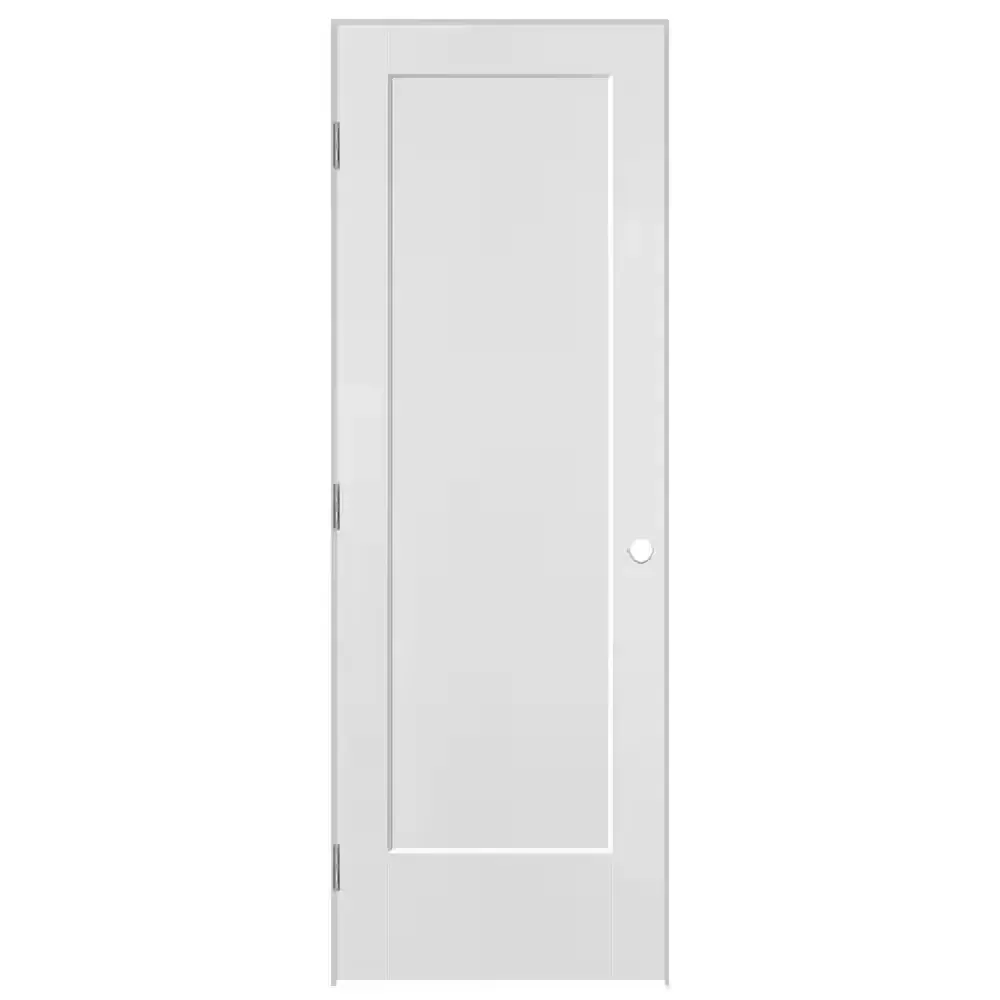 Masonite 24 in. x 80 in. 1 Panel Right-Handed Primed Composite Solid Core Single Prehung Interior Door 4-9/16 in. Flat Jamb - image 1