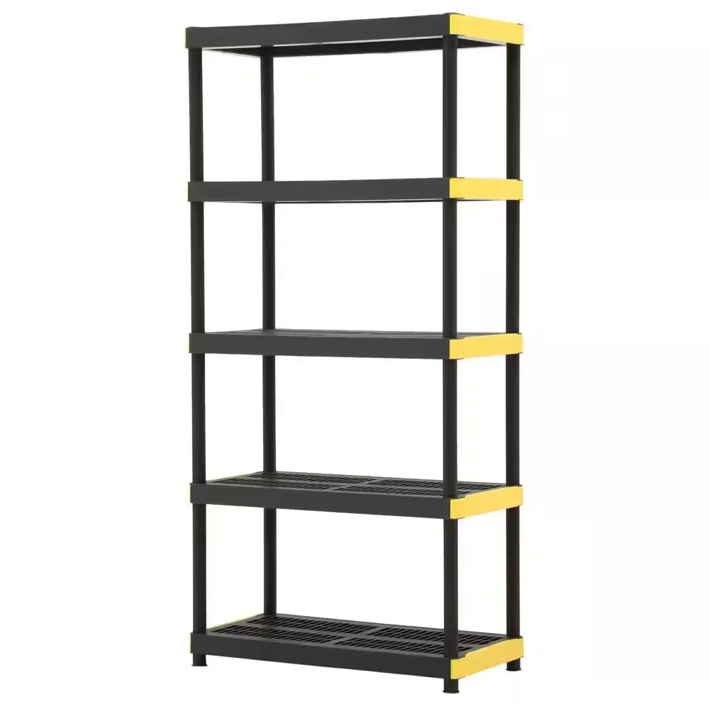 5-Tier Easy Assembly Multi-purpose Plastic Garage Storage Shelving Unit in Black (36 in. W x 74 in. H x 18 in. D) - image 1