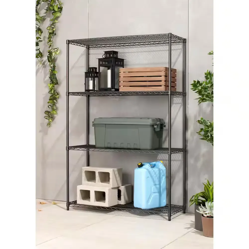 PRO Black 4-Tier Steel Wire Garage Storage Shelving Unit (48 in. W x 72 in. H x 18 in. D) - image 1