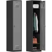 Metal Lockers for Employees,71"Metal Storage Cabinet with Lock,1 Door Steel Storage Locker Cabinet for Home,Gym,School, Office,Garage-Assembly Required(Black Gray) - image 1