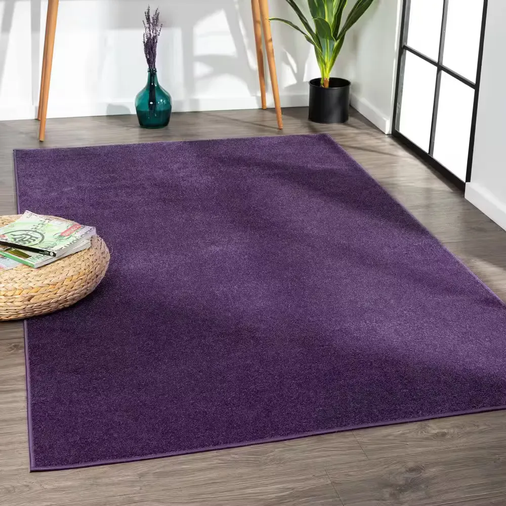 Haze Solid Low-Pile Purple 9 ft. x 12 ft. Area Rug - image 1