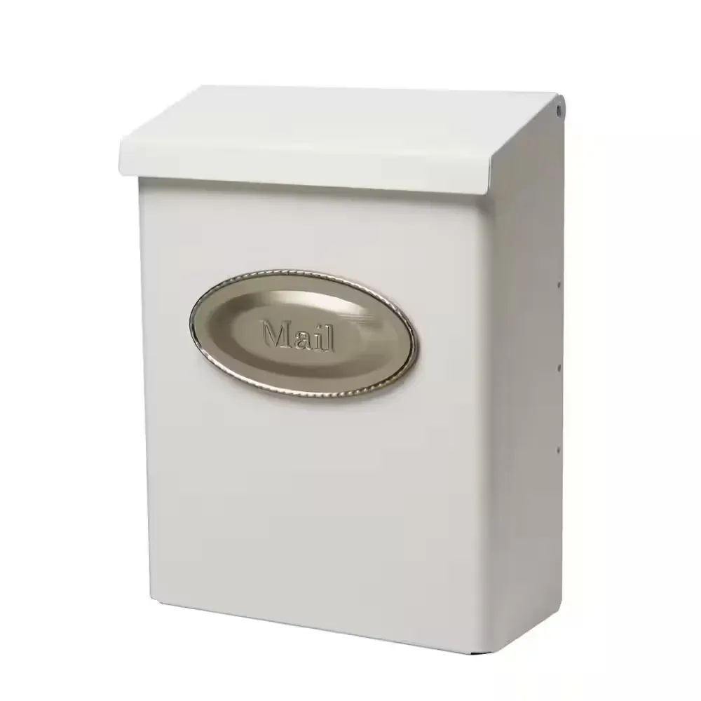Designer White with Satin Nickel, Medium, Steel, Locking, Wall Mount Mailbox - image 1