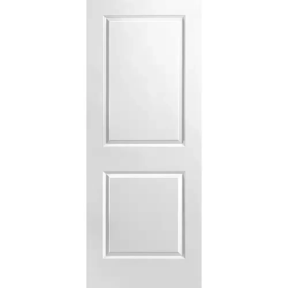 **has minor dents and the frame is broken **32 in. x 80 in. Primed 2-Panel Square Hollow Core Composite Interior Door Slab - image 1
