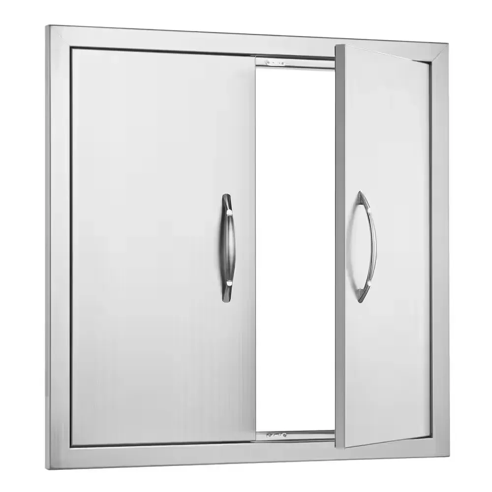 Double Outdoor Kitchen Door 24 in. W x 24 in. H BBQ Access Door Stainless Steel Flush Mount Door with Handles and Hooks - image 1