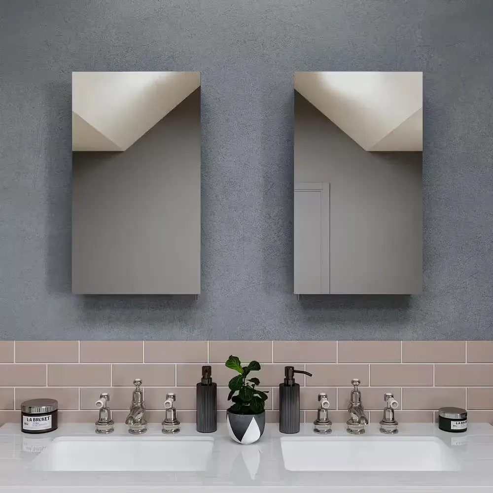 Mallard 15 in. W x 25 in. H Single Door Rectangular Silver Aluminum Recessed/Surface Mount Medicine Cabinet with Mirror - image 1