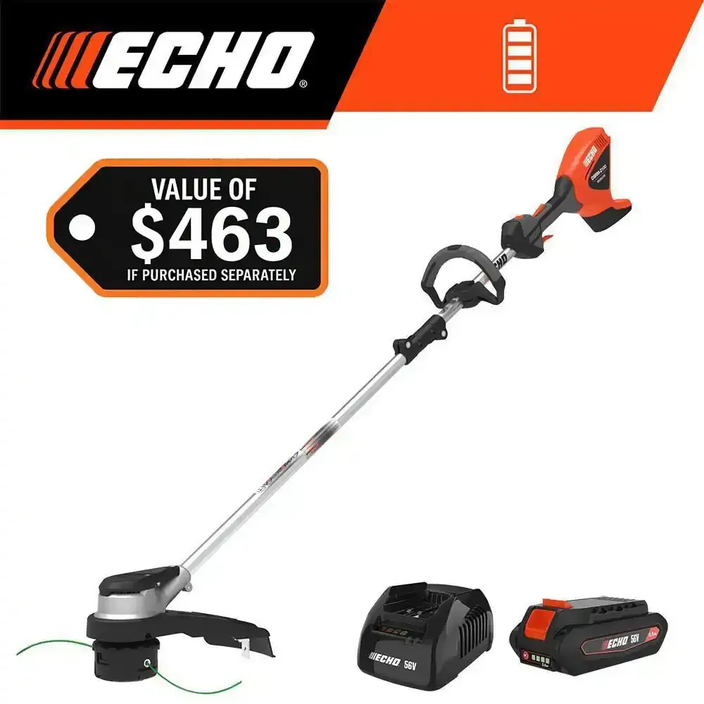 56V 16 in. Brushless Cordless Battery Straight Shaft String Trimmer with Speed-Feed Head and 2. 5Ah Battery and Charger - image 1